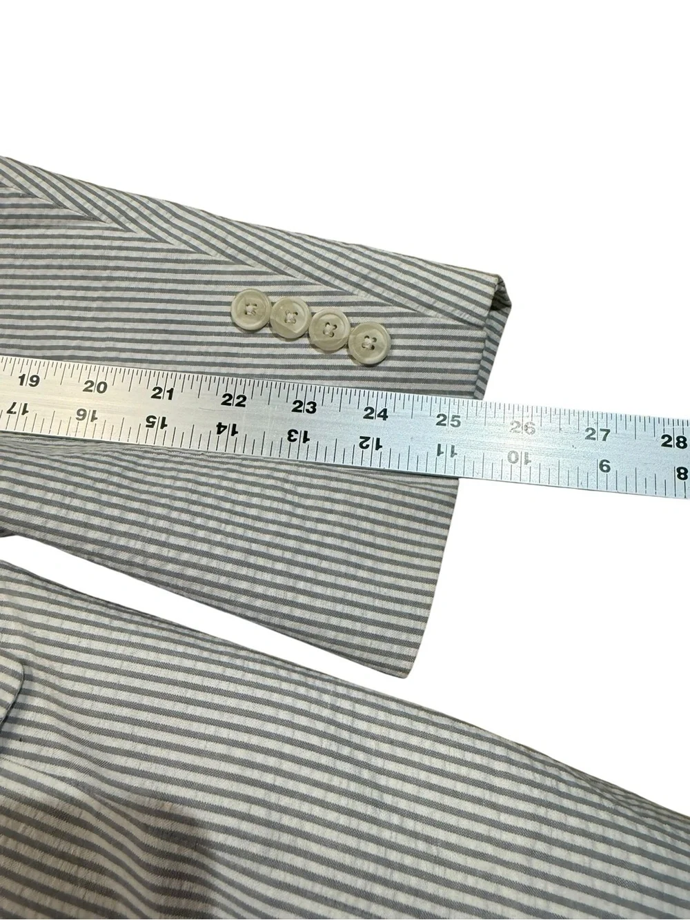 Saddlebred Men's 48R Gray Seersucker Blazer - Classic Striped Summer Suit Jacket